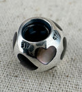 Pandora 925 ALE Silver Mother of Pearl Hearts Charm