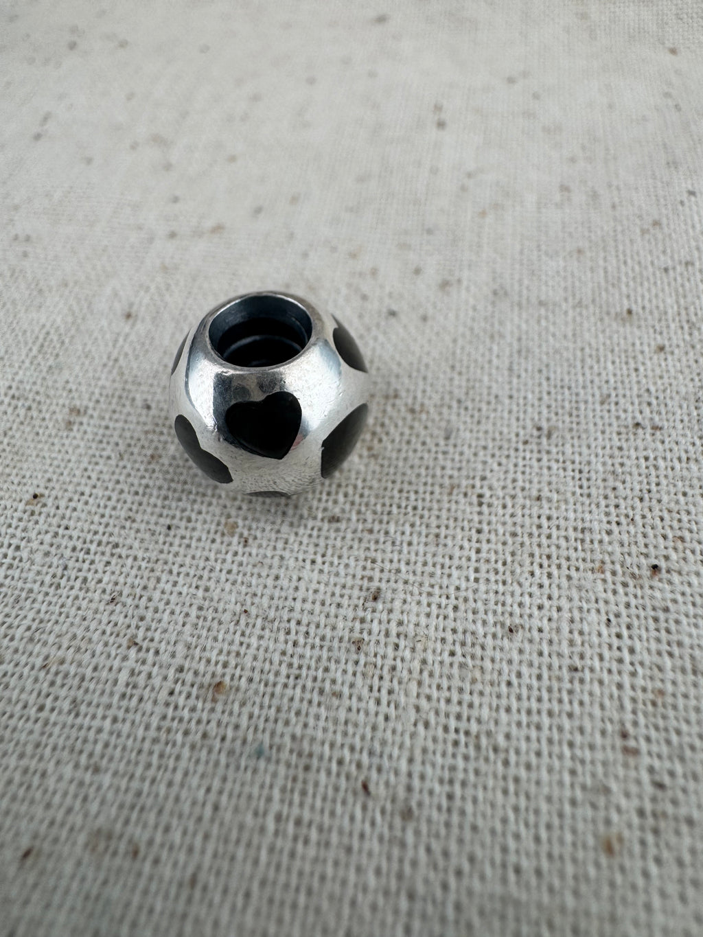 Pandora 925 ALE Silver Mother of Pearl Hearts Charm