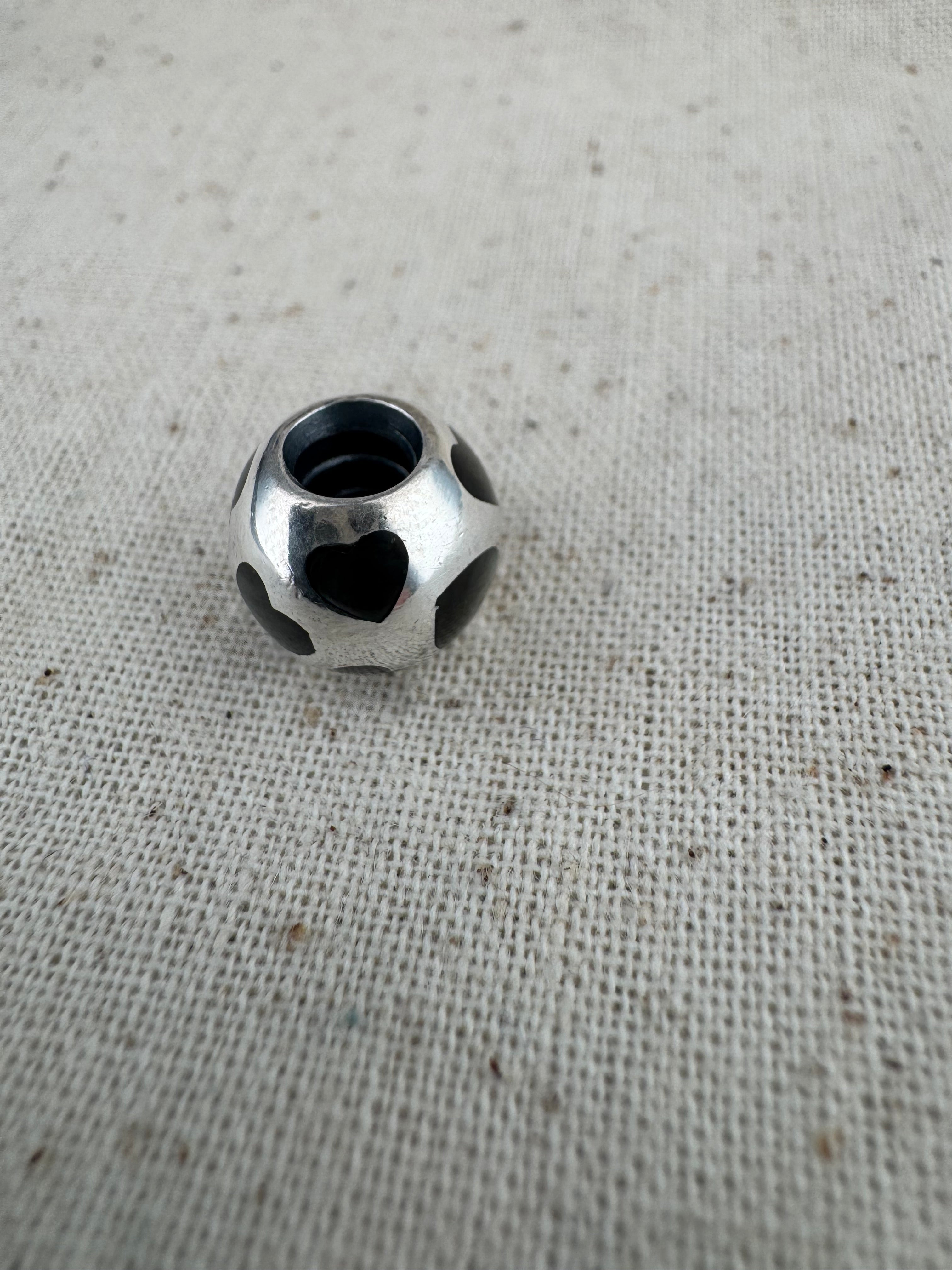 Pandora 925 ALE Silver Mother of Pearl Hearts Charm