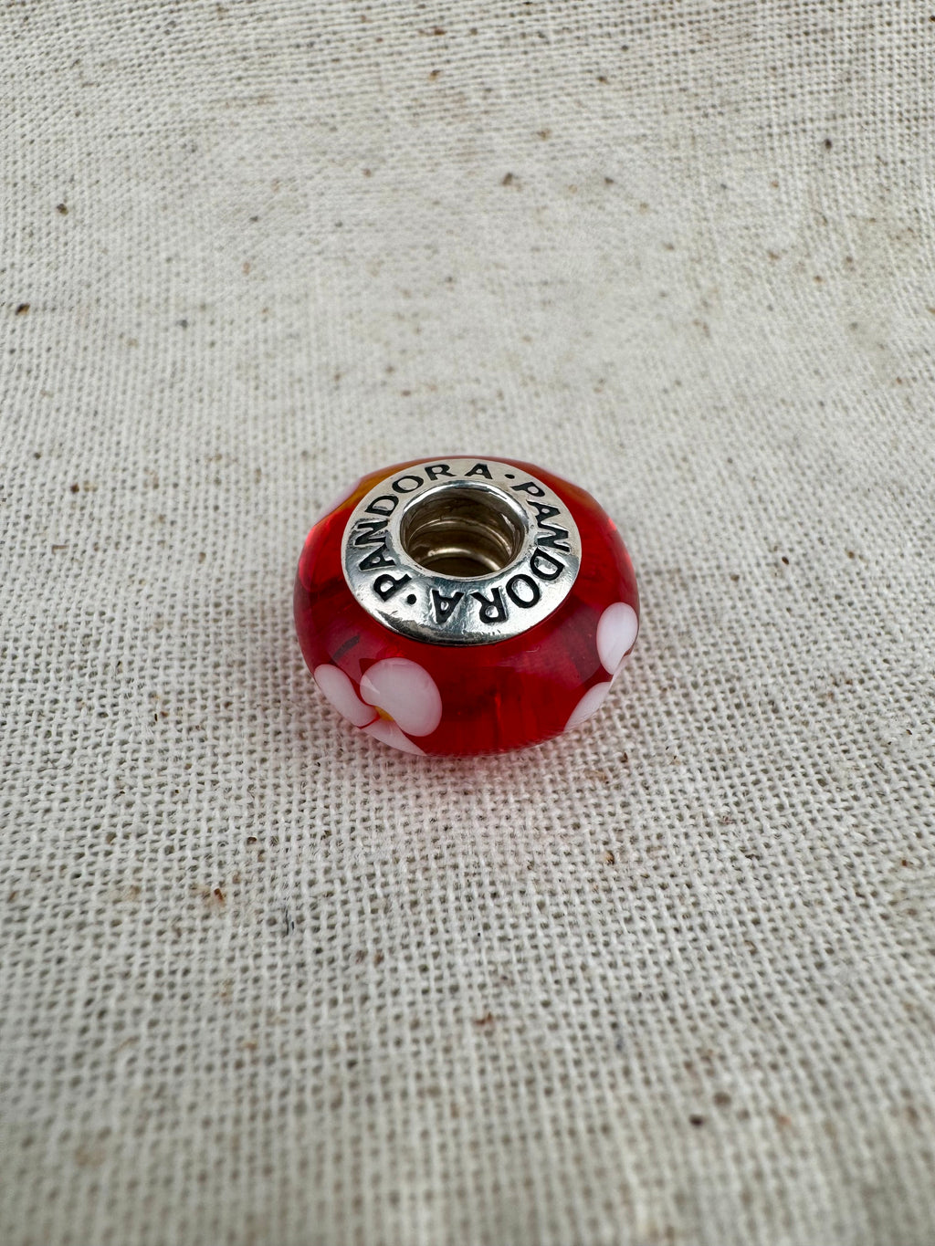 Pandora 925 ALE Silver Murano Red Glass With Flowers