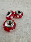 Pandora 925 ALE Silver Murano Red Glass With Flowers